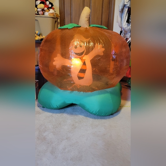 Air-O-Motion Inflatable Halloween Globe Pumpkin Ghost FLICKER Light 50"x50" RARE - Picture 1 of 17